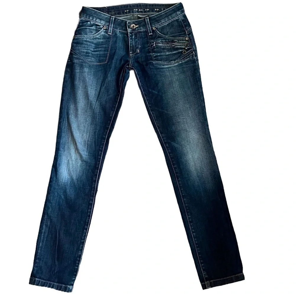 FREESOUL Women’s Blue Dark Wash Straight Denim Jeans Sz 29/32 Made in Italy